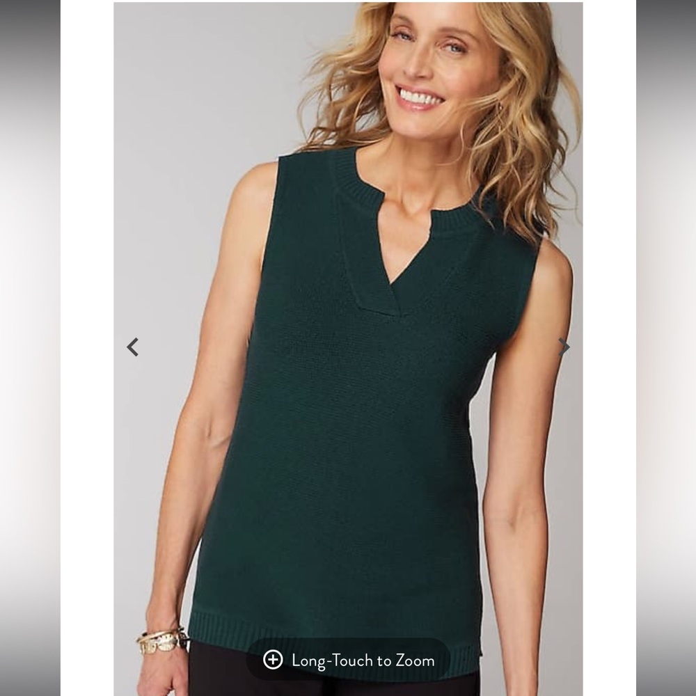 J. Jill Forest Green Sleeveless Knit V-Neck Sweater